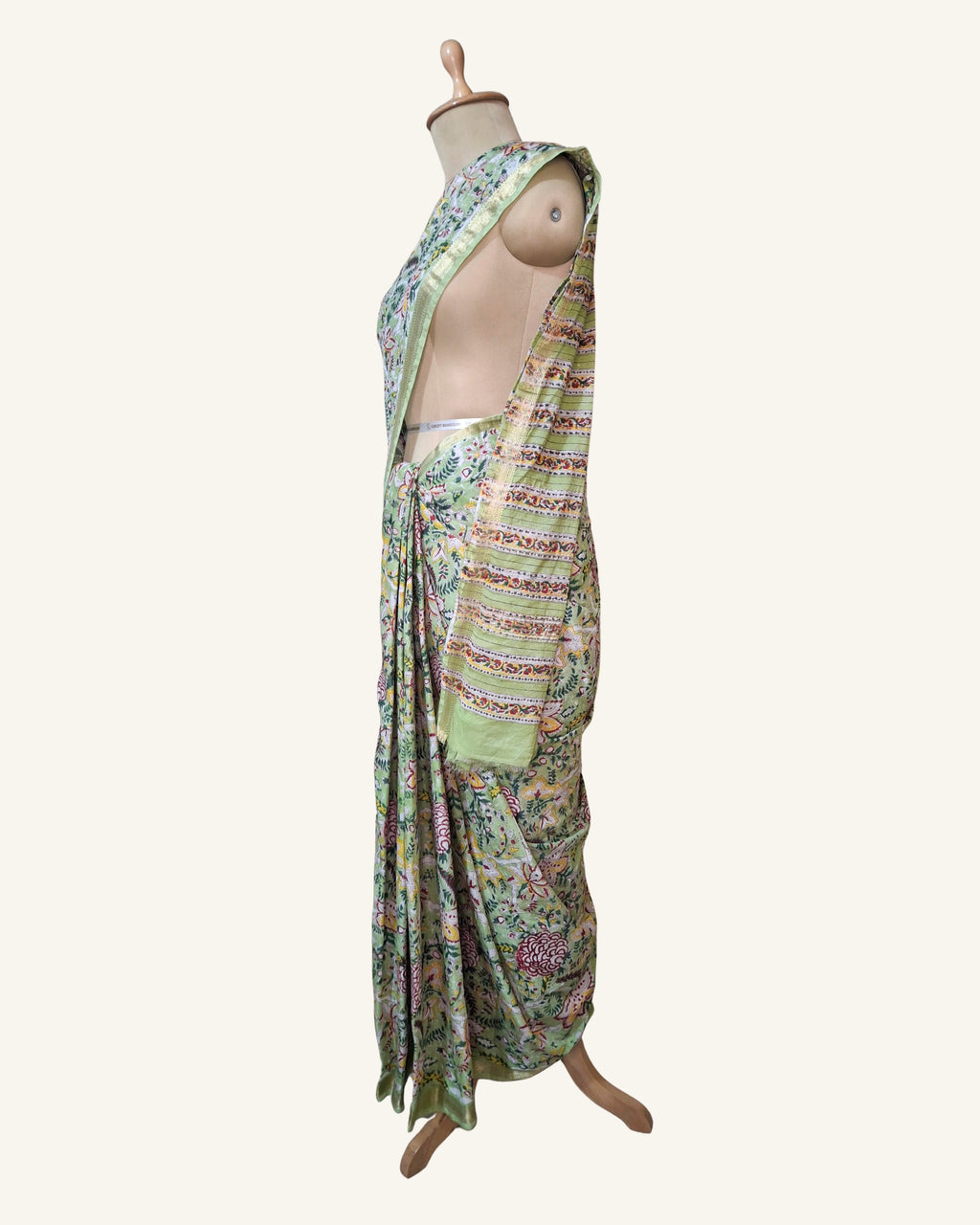Pista Green Bagh Maheshwari Saree