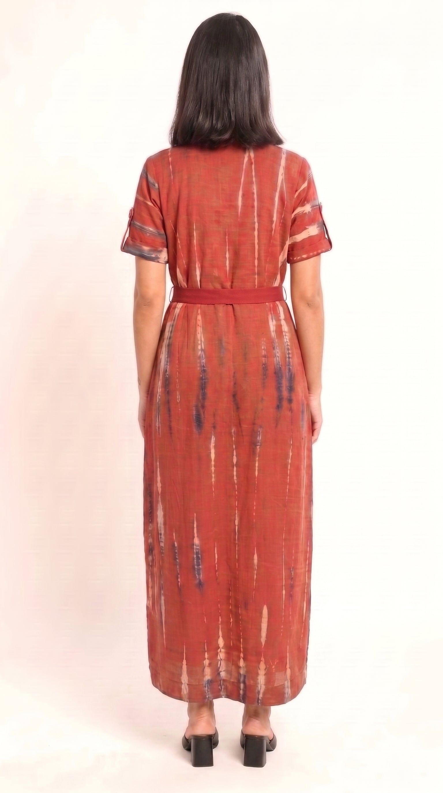 Red Shibori Tie-Dye A-Line Dress