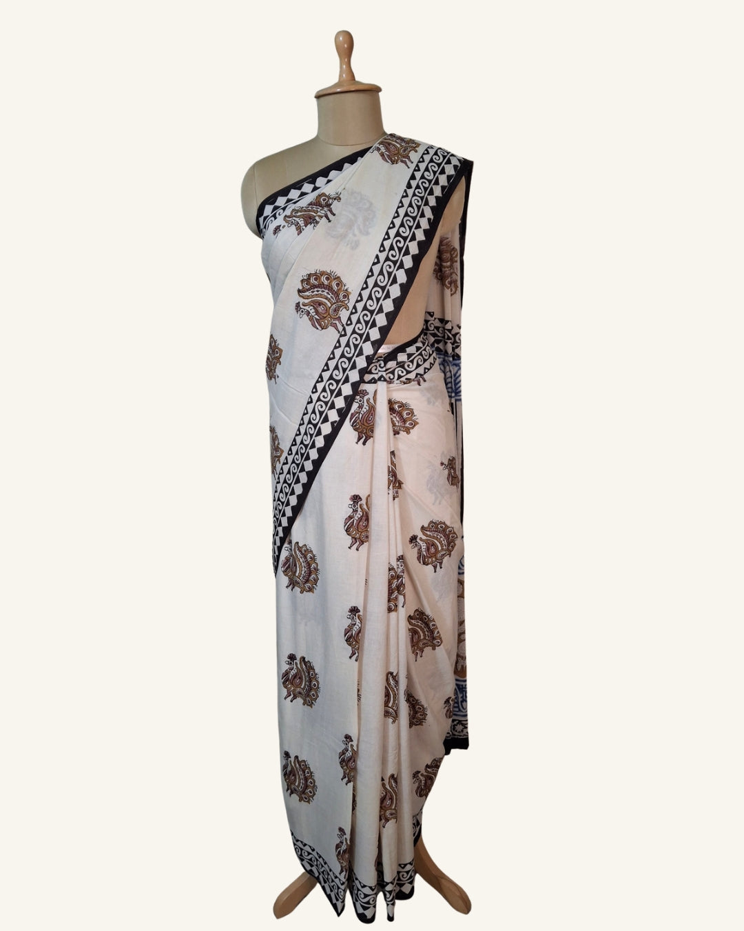 Mayura Hand Block Printed Cotton Saree