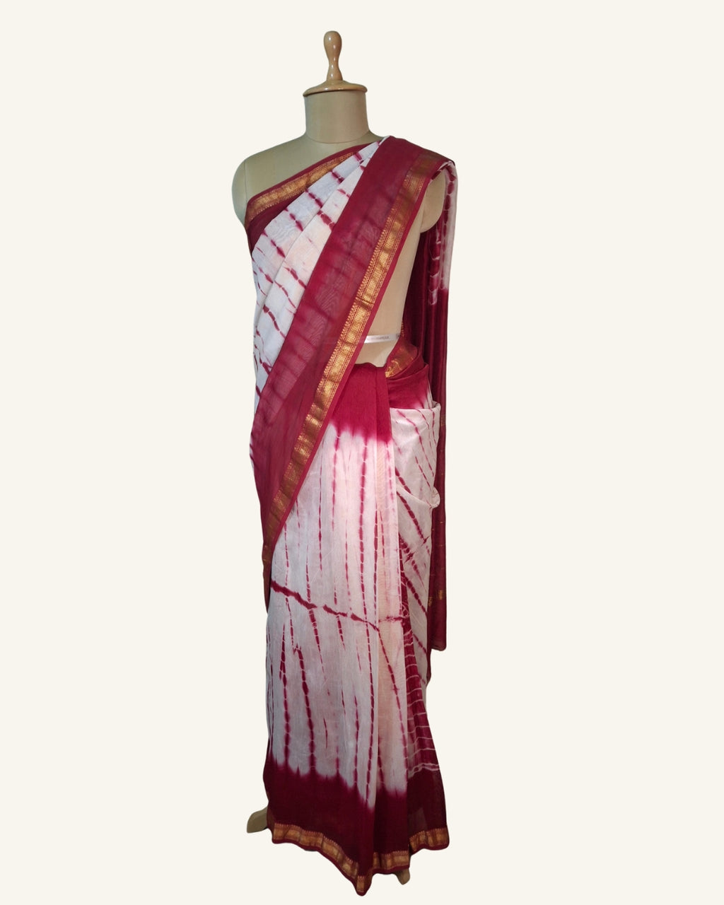 Shibori Tie-Dye Maheshwari Silk Saree