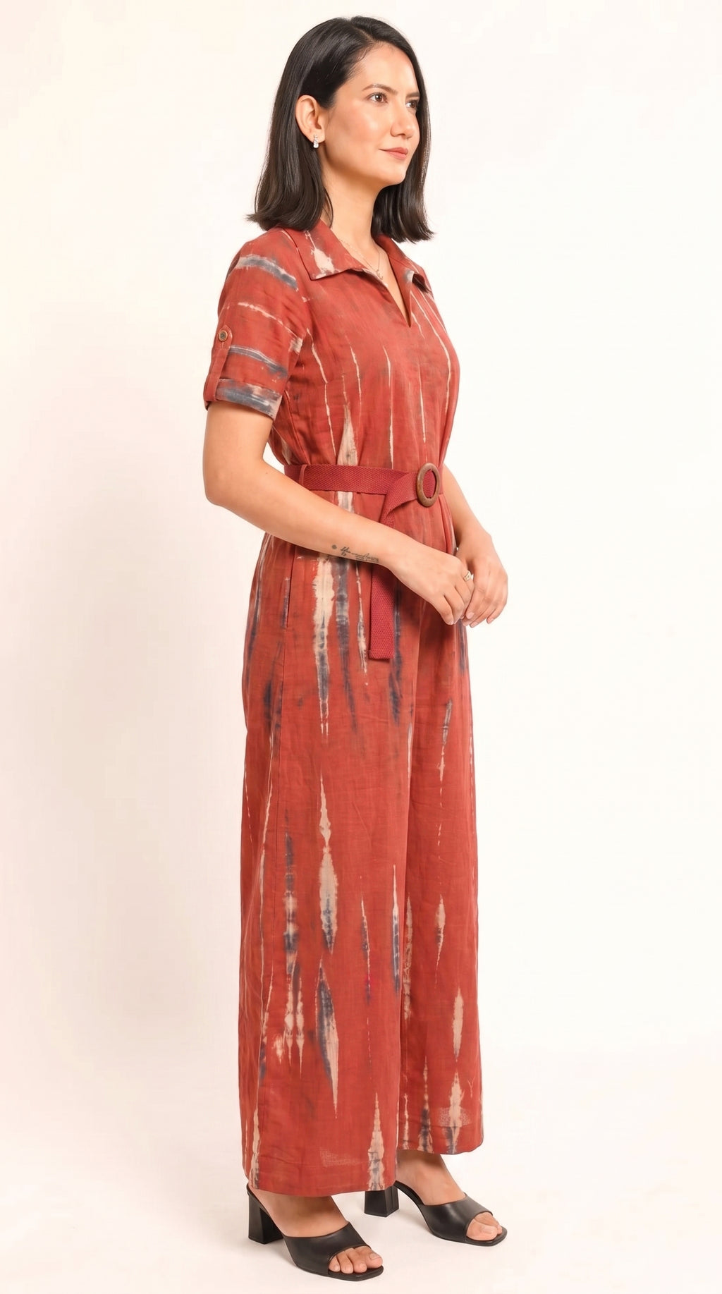 Red Shibori Tie-Dye A-Line Dress