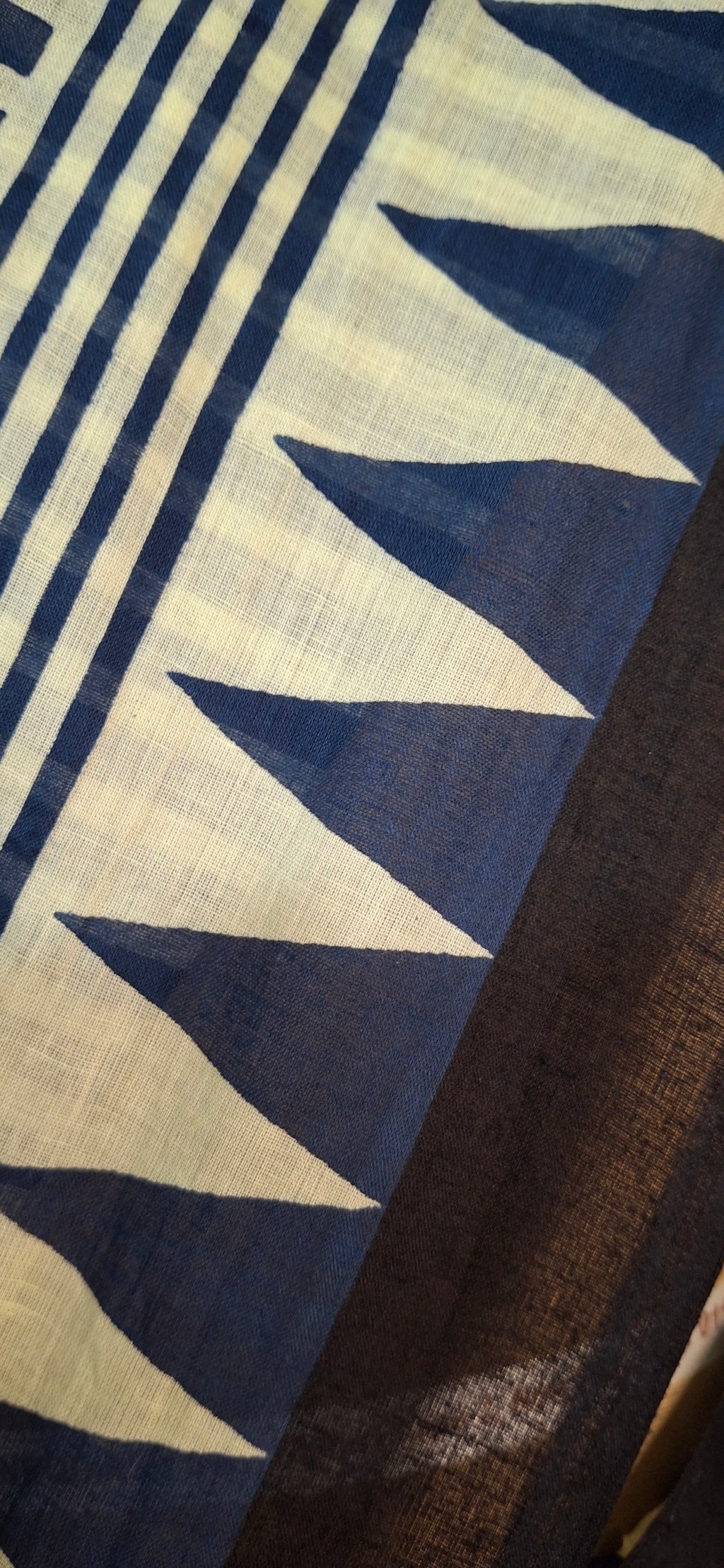 Indigo Striped-Mehrab Cotton Saree