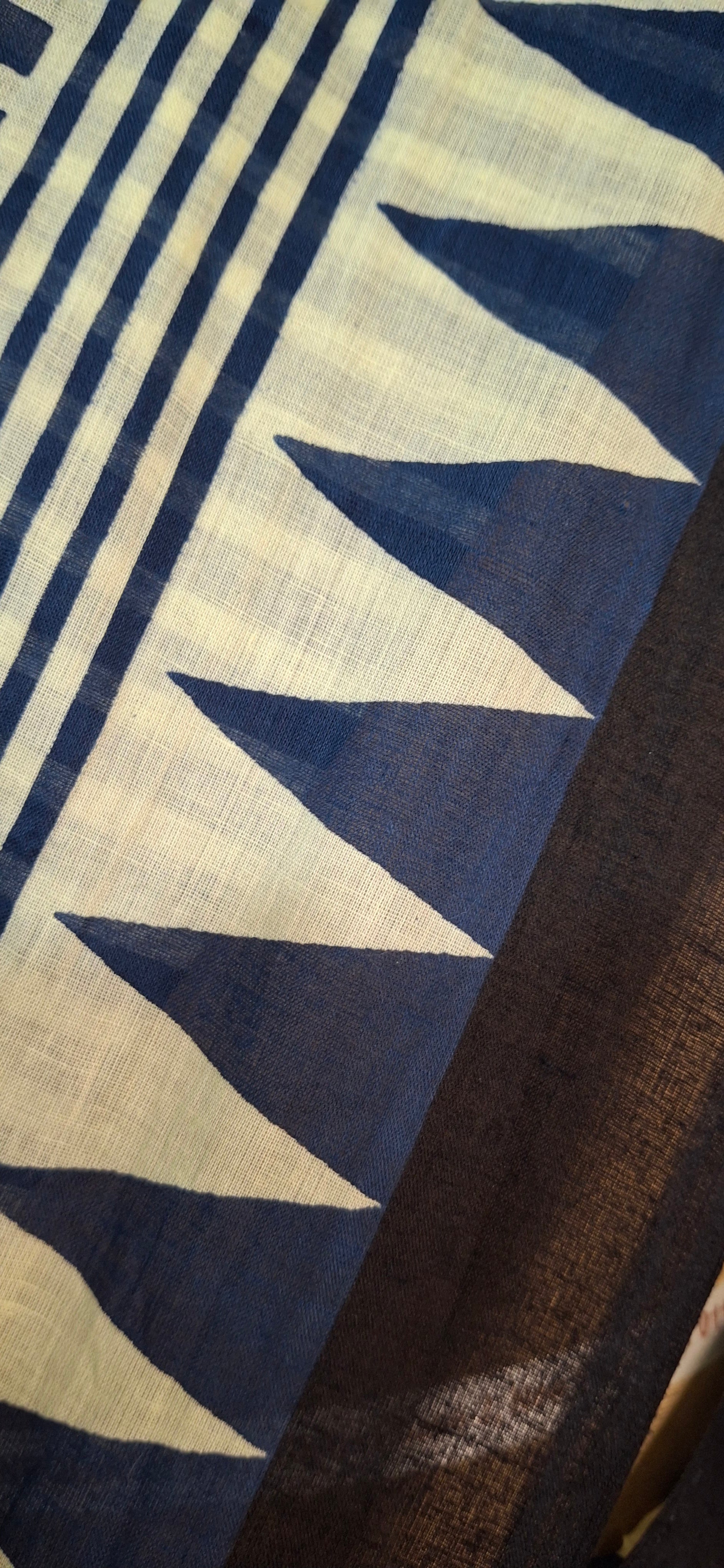 Indigo Striped-Mehrab Cotton Saree