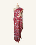 Red Bageecha Sanganeri Maheshwari saree