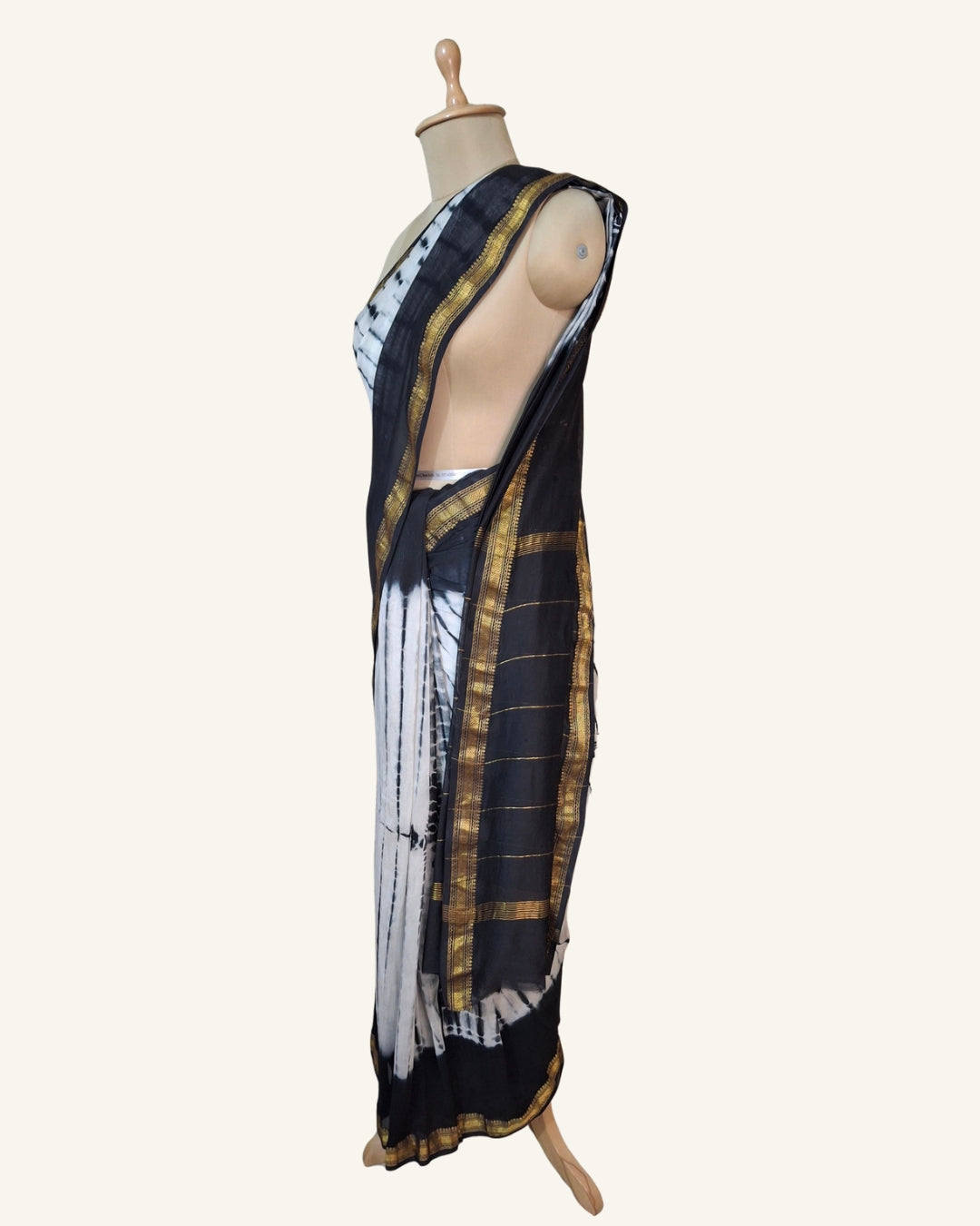 Shibori Tie-Dye Maheshwari Silk Saree