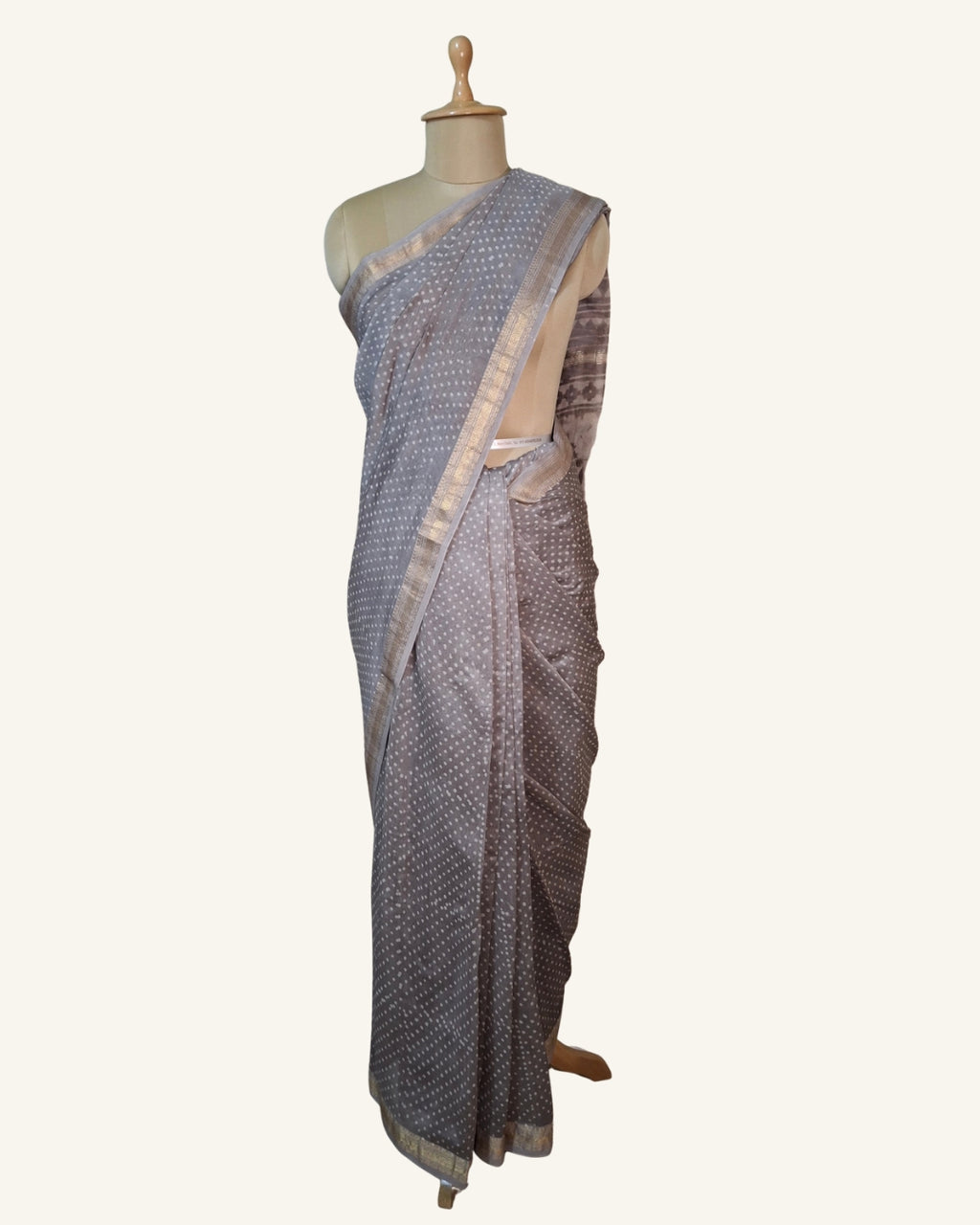 Bindu Dabu Print Masherwari Saree